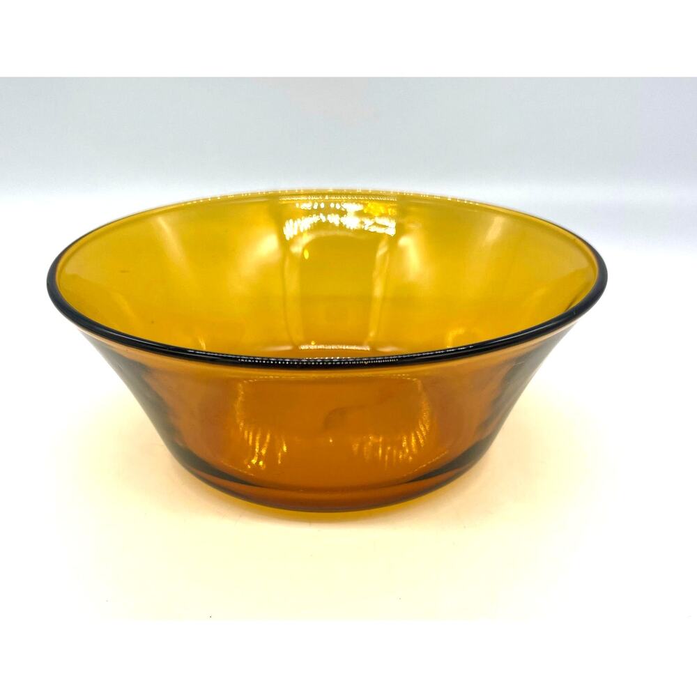 Vintage Kig Indonesia Amber Glass Cereal Bowl 6 3/8"